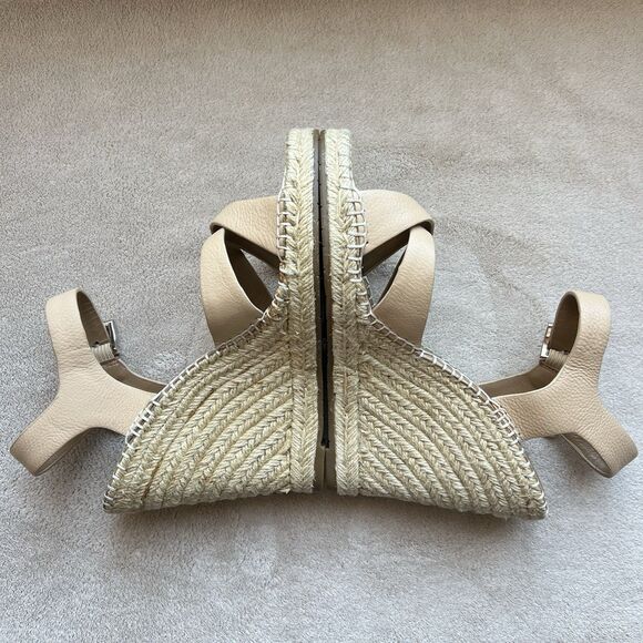 Joie Lena Tan Leather Wedge Sandal Women EU 40 US 9 - 9.5 Jute Espadrille Beach - Picture 4 of 16